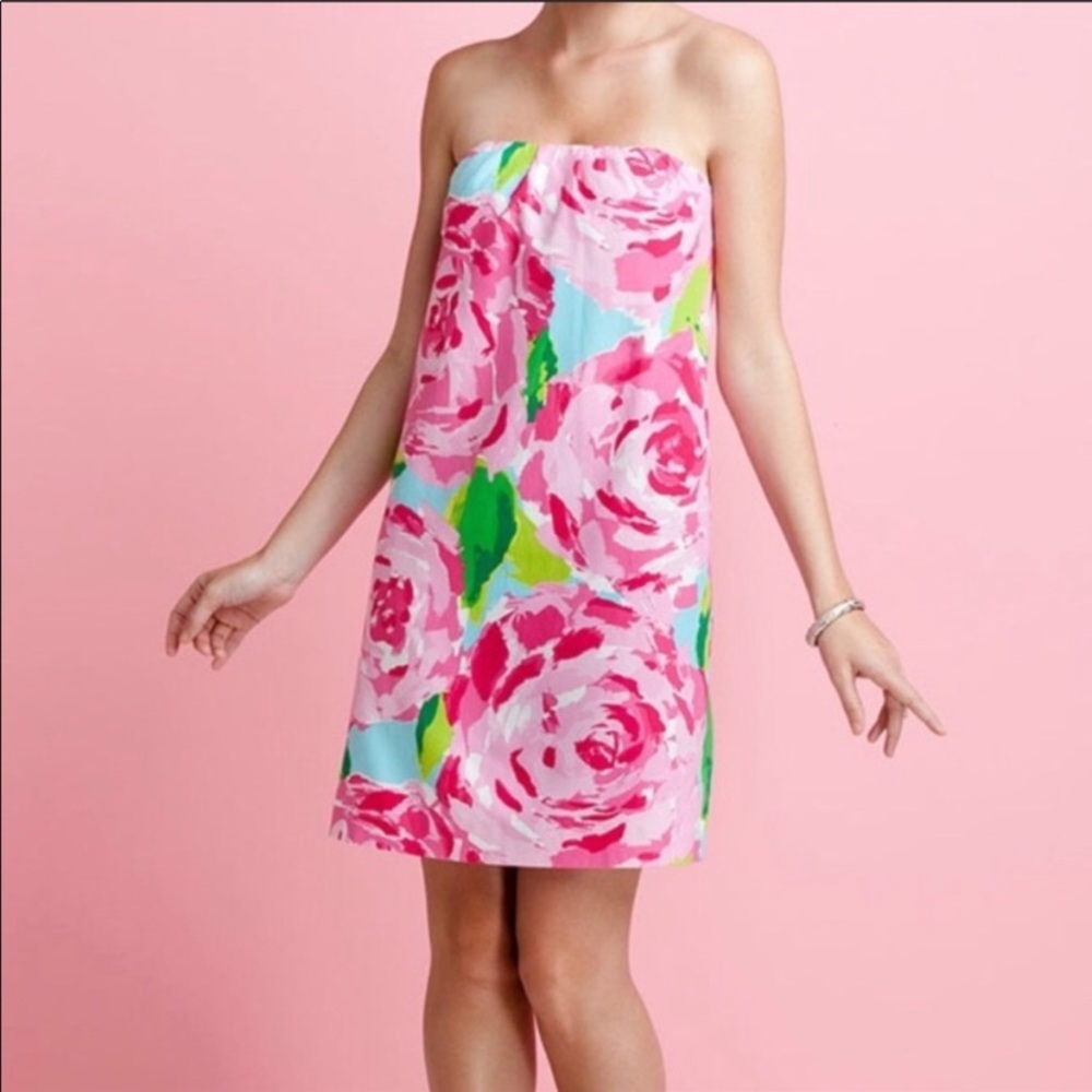 Lilly Pulitzer strapless first impressions rose